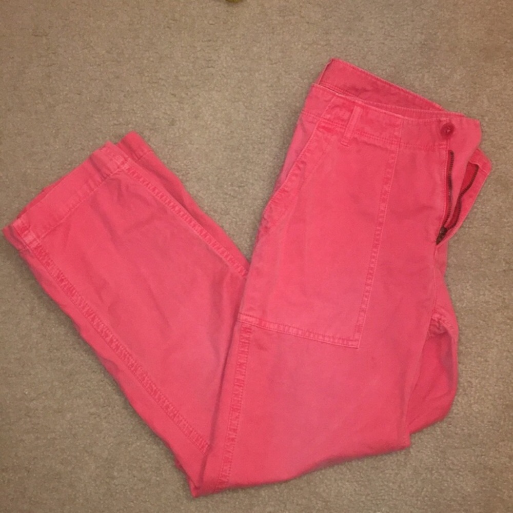 J Crew coral garment dyed camp pant